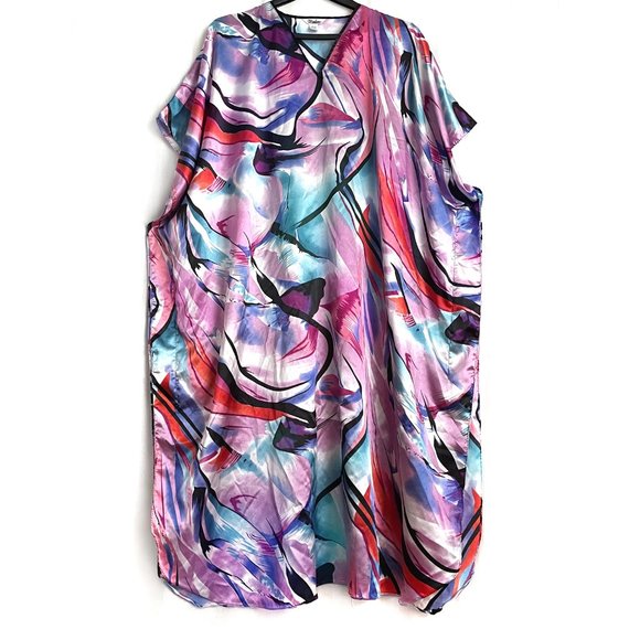 Women's tunic, multicolor satin, one size fits most - Picture 3 of 3